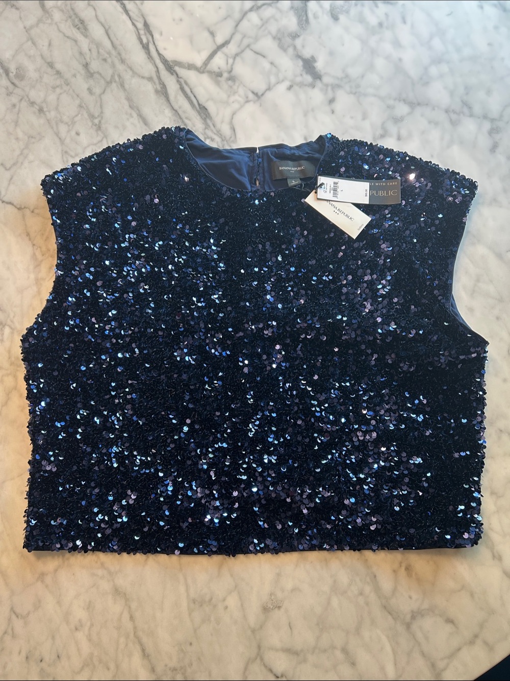 Brand New - Banana Republic Navy Sequin Crop Top